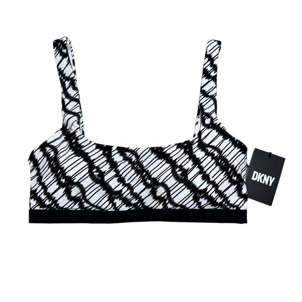 DKNY Womens‎ Size M Black White Printed Square-Neck Bikini Top NWT NEW
